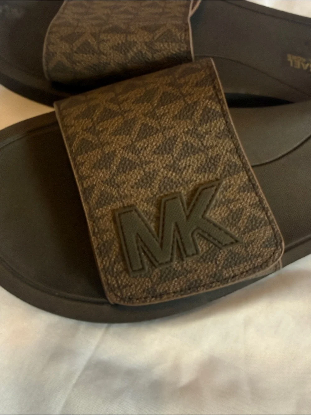 Michael Kors Women's Brown MK Logo Slide Sandals